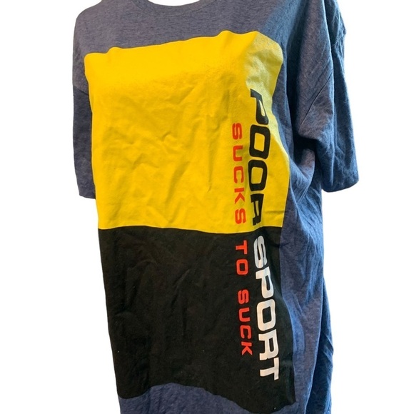 Clsc Mens Large T-Shirt Navy Blue Poor Sports Sucks to Suck Tee Short Sleeve - Picture 3 of 5